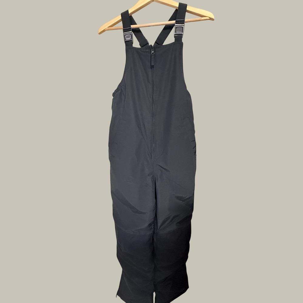Lands End Squall Black Insulated Snow Bib Overalls Grow-A-Longs Kids Size 14